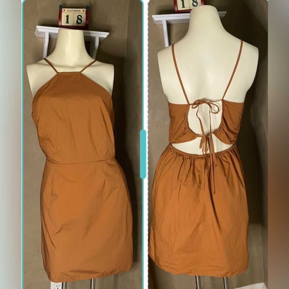 Women’s Brown Mini Sundress Halter Neckline women’s size S